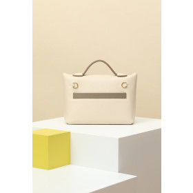 Hermes Kelly Pochette HSS Swift Jaune Amber(9D) And Gris Asphalte(M8)Rose Gold Hardware Beige