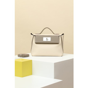 Hermes 24/24 Mini 21 Alligator,Evercolor And Swift Chai (0M) Gold Hardware Beige