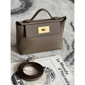 Hermes Kelly Cut 31 Swift Rose Sakura (3Q) Gold Hardware Dark Brown
