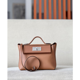 Hermes 24/24 Mini 21 Evercolor And Swift Beton (8L) Gold Hardware Brown