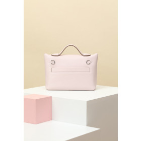 Hermes 24/24 Mini 21 Evercolor And Swift Blanc (01) Gold Hardware Light Pink