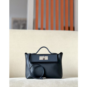 Hermes Kelly Pochette HSS Swift Nata(I2) And Nior(89)Palladium Hardware Black