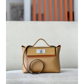 Hermes 24/24 Mini 21 Evercolor And Swift Chai (0M) And Etoupe(18)Gold Hardware Light Brown