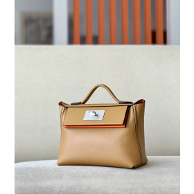 Hermes 24/24 Mini 21 Evercolor And Swift Chai (0M) And Etoupe(18)Gold Hardware Light Brown