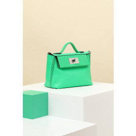 Hermes 24/24 Mini 21 Evercolor And Swift Chai (0M) And Etoupe(18)Palladium Hardware Green