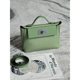 Hermes 24/24 Mini 21 Alligator,Evercolor And Swift Gold (37) Gold Hardware Green