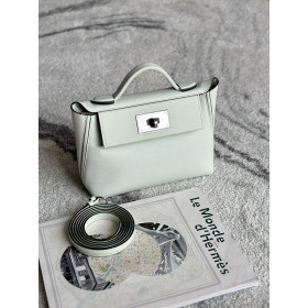 Hermes 24/24 Mini 21 Evercolor And Swift Beton (8L) And Nata(I2)Palladium Hardware Light Green
