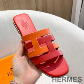 Hermes Amore Slides Women Calfskin Red