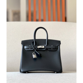 Hermes Birkin 25 Box Nior(89) Palladium Hardware Black