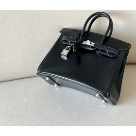 Hermes Birkin 25 Box Nior(89) Palladium Hardware Black