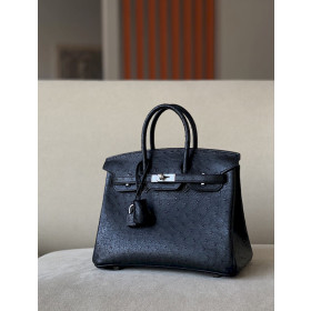 Hermes Birkin 25 Ostrich Nior(89) Palladium Hardware Black