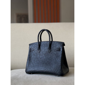 Hermes Birkin 25 Ostrich Nior(89) Palladium Hardware Black
