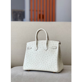 Hermes Birkin 25 Ostrich Parchemin(3C) Gold Hardware White