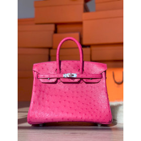 Hermes Birkin 25 Ostrich Rose Fourpre(L3)Palladium Hardware Rose Pink