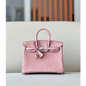 Hermes Birkin 25 Ostrich Terre Cuite(94)Palladium Hardware Pink