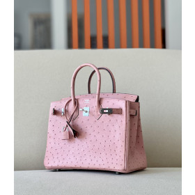 Hermes Birkin 25 Ostrich Terre Cuite(94)Palladium Hardware Pink