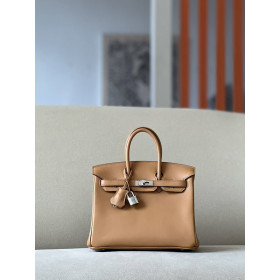 Hermes Birkin 25 Swift Biscuit 4B Palladium Hardware Brown