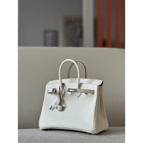 Hermes Birkin 25 Swift Nata I2 Palladium Hardware White