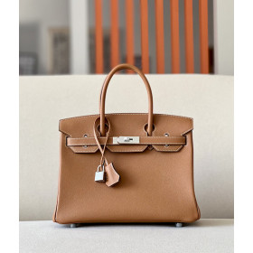Hermes Birkin 30 Epsom Gold(37) Palladium Hardware Brown
