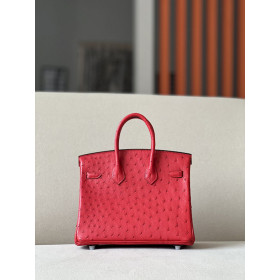 Hermes Birkin 30 Ostrich Braise (95) Palladium Hardware Red