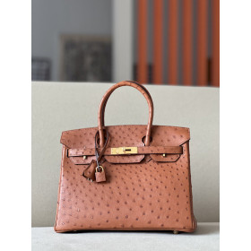 Hermes Birkin 30 Ostrich Gold(37) Gold Hardware Brown