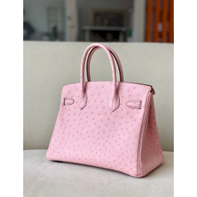 Hermes Birkin 30 Ostrich Rose Saiura(3Q) Palladium Hardware Pink