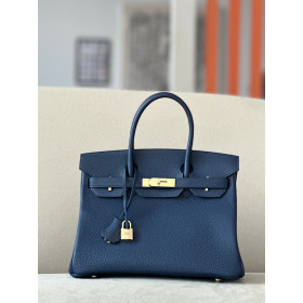 Hermes Birkin 30 Togo Blue Saphir (73) Gold Hardware