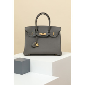 Hermes Kelly Pochette Epsom Gris Asphalte (M8) Gold Hardware Dark Brown