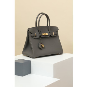 Hermes Kelly Pochette Epsom Gris Asphalte (M8) Gold Hardware Dark Brown