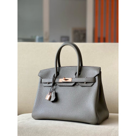 Hermes Birkin 30 Togo Etain(8F) Rose Gold Hardware Dark Grey