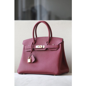 Hermes Birkin 30 Togo Rouge Grenade (K1) Gold Hardware Burgundy Red