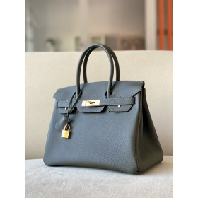 Hermes Birkin 30 Togo Vert Gris(C6) Gold Hardware Dark Grey