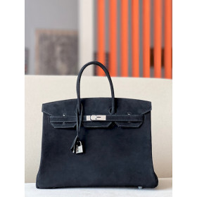 Hermes Birkin 35 Suede Noir(89) Palladium Hardware Black