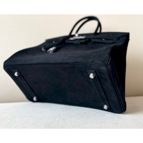 Hermes Birkin 35 Suede Noir(89) Palladium Hardware Black