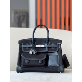 Hermes Birkin Cargo 35 Canvas and Swift Sesame(2S) Palladium Hardware Black