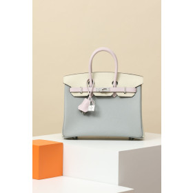 Hermes Kelly Pochette Swift Etoupe (18) Palladium Hardware Blue