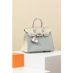 Hermes Kelly Pochette Swift Etoupe (18) Palladium Hardware Blue