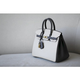 Hermes Birkin HSS 25 Epsom Etain(8F) and Craie(10) Gold Hardware White
