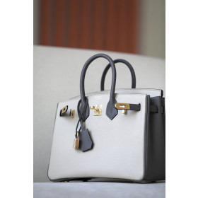 Hermes Birkin HSS 25 Epsom Etain(8F) and Craie(10) Gold Hardware White