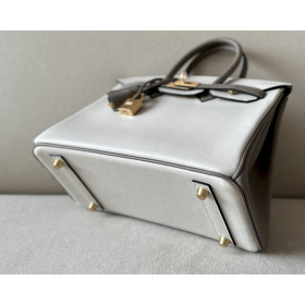 Hermes Birkin HSS 25 Swift Beton(8L) and Gris Asphalte(M8) Gold Hardware White