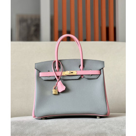 Hermes Birkin HSS 30 Epsom Gris Mouette(4Z) and Rose Confetti (1Q) Gold hardware Grey and Pink
