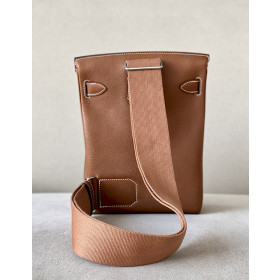 Hermes 24/24 Mini 21 Evercolor And Swift Chai (0M) And Gold(37)Palladium Hardware Brown