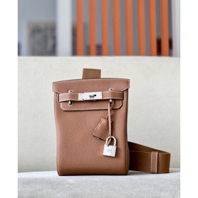Hermes Kelly Mini HSS Ostrich Beton(8L) And Safran(22)Palladium Hardware Brown