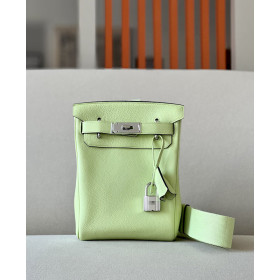 Hermes 24/24 Mini 21 Evercolor And Swift Craie (10) And Gris Asphalte(M8)Gold Hardware Light Green
