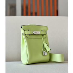 Hermes 24/24 Mini 21 Evercolor And Swift Craie (10) And Gris Asphalte(M8)Gold Hardware Light Green