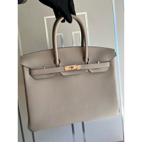 Hermes Birkin togo ck81 Gris grey Rose gold Hardware 35cm Full Handmade