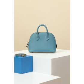 Hermes Bolide Mini Evercolor Chai (0M) Palladium Hardware Blue