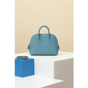Hermes Bolide Mini Evercolor Etoupe (18) Palladium Hardware Blue