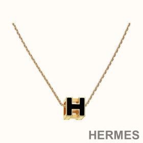 Hermes Cage D'H Pendant Necklace Black