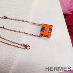 Hermes Cage D'H Pendant Necklace Orange